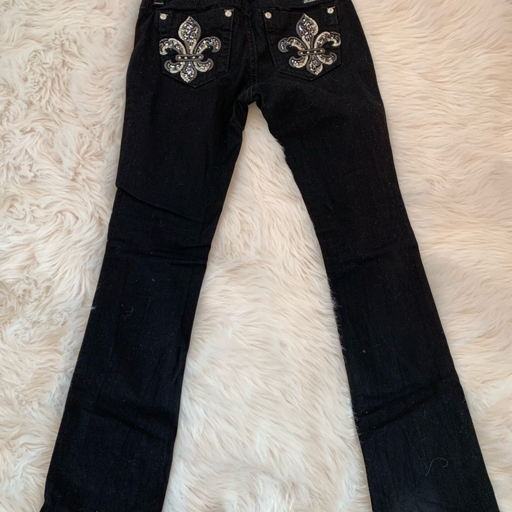 Miss me black jeans signature boots Rhinestones